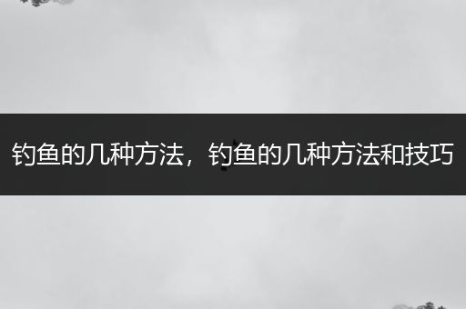 钓鱼的几种方法，钓鱼的几种方法和技巧