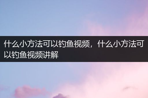 什么小方法可以钓鱼视频，什么小方法可以钓鱼视频讲解